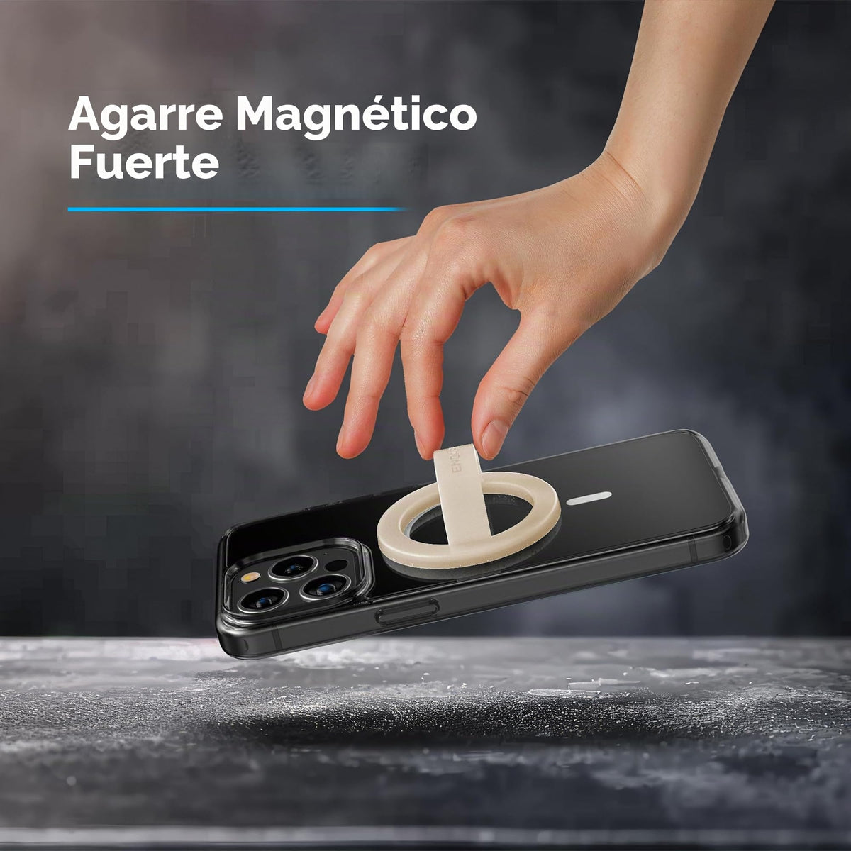 Soporte Magnético con Anillo de Silicona para Teléfono iPhone Marfil Diseño Delgado Compatible con MagSafe
