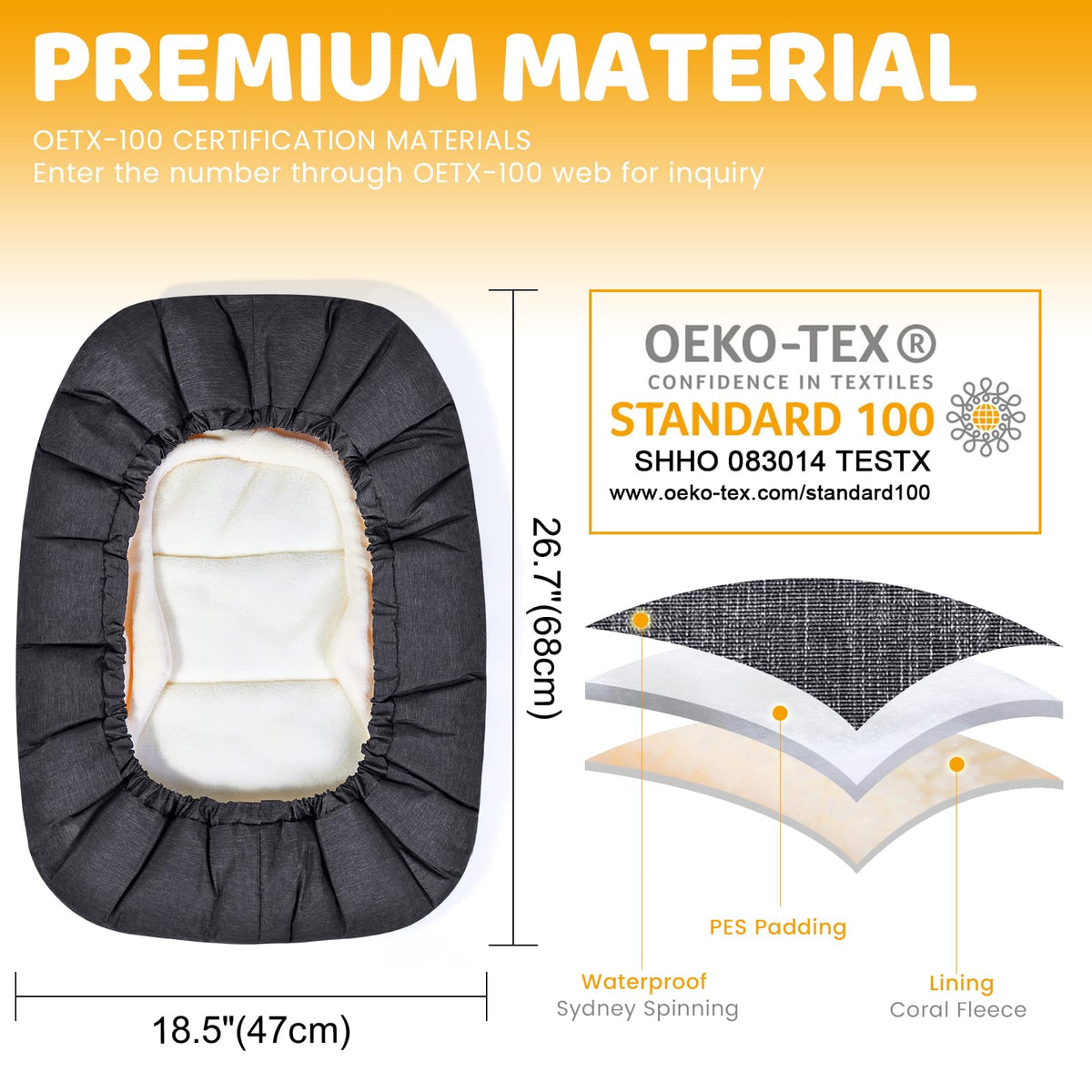 Funda de Asiento de Coche Orzbow Beige con Cuello Ajustable para Bebés de Invierno