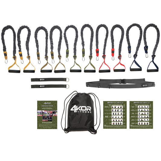 Sistema de Entrenamiento de Rendimiento 4KOR en Negro con Anclaje Cruzado y Cables de Resistencia