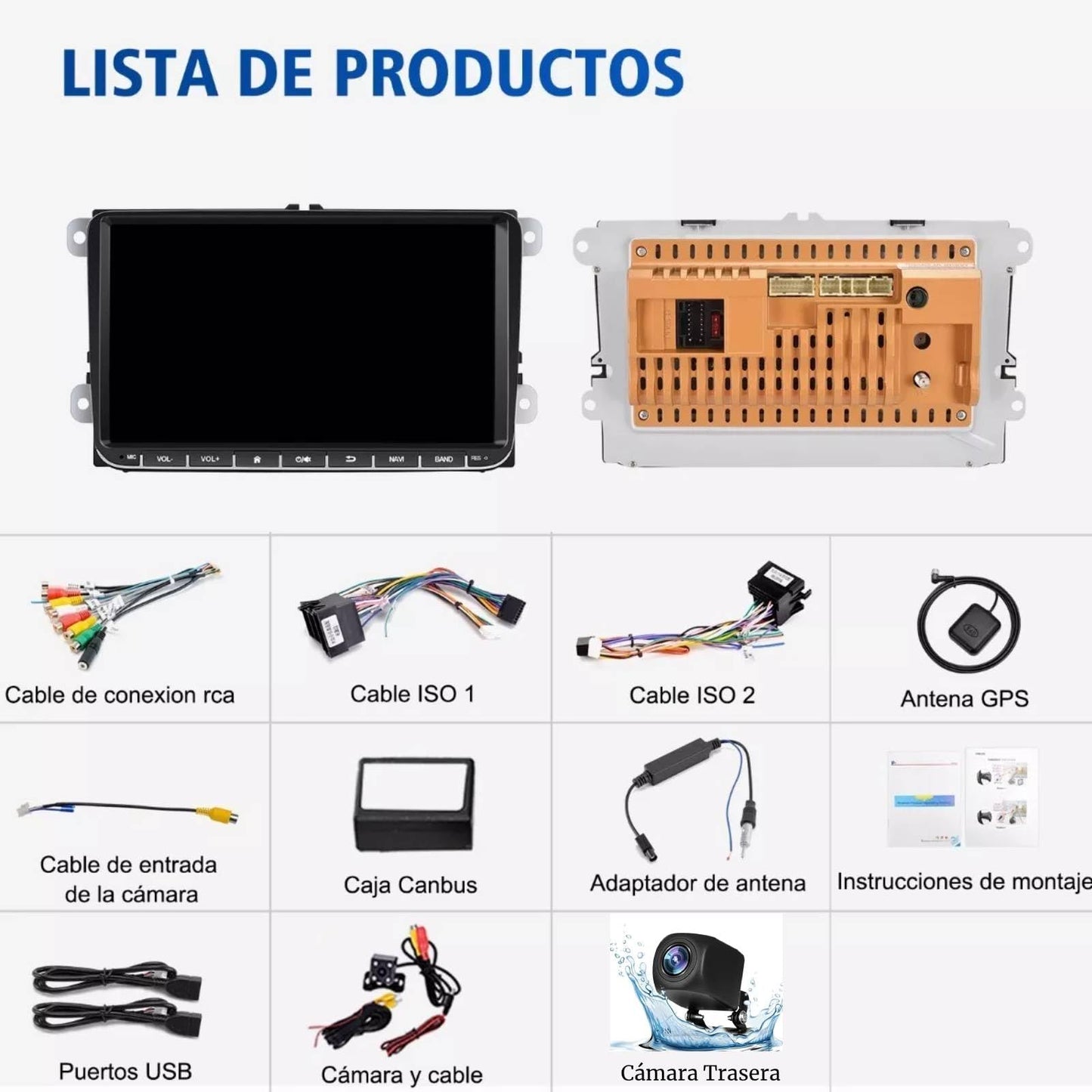 FINYQBET Autoestereos para Carro de 9.1 Pulgadas de de Android 11 de W7060,2+32 Estéreo para Pantalla Carplay para Auto con Android Auto,Mirrorlink,GPS,Control de Volante,RAC y más