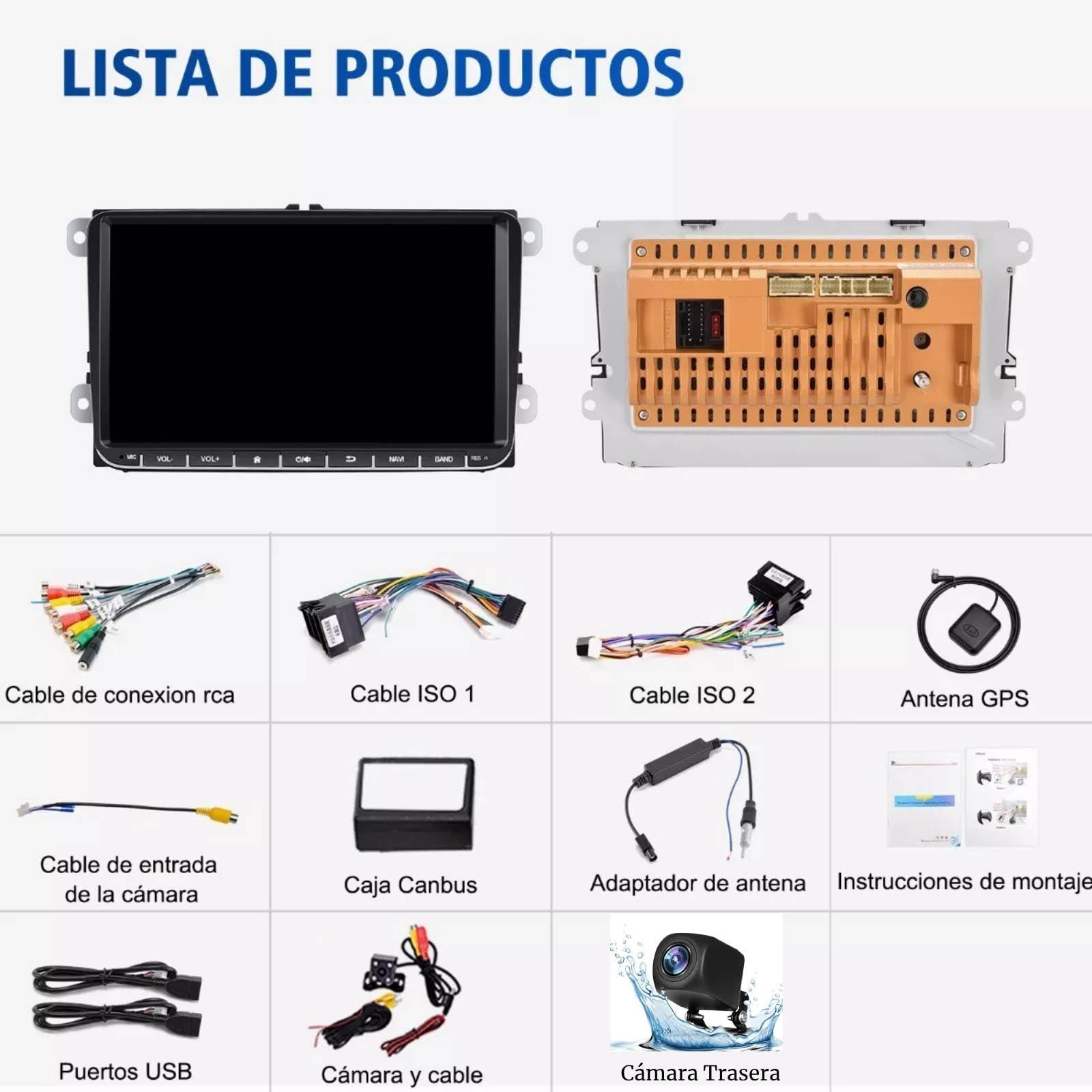 FINYQBET Autoestereos para Carro de 9.1 Pulgadas de de Android 11 de W7060,2+32 Estéreo para Pantalla Carplay para Auto con Android Auto,Mirrorlink,GPS,Control de Volante,RAC y más