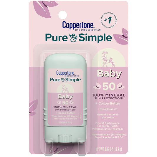 Coppertone - Protector solar WaterBabies Pure & Simple en barra, amplio espectro, SPF, 50.49 onzas