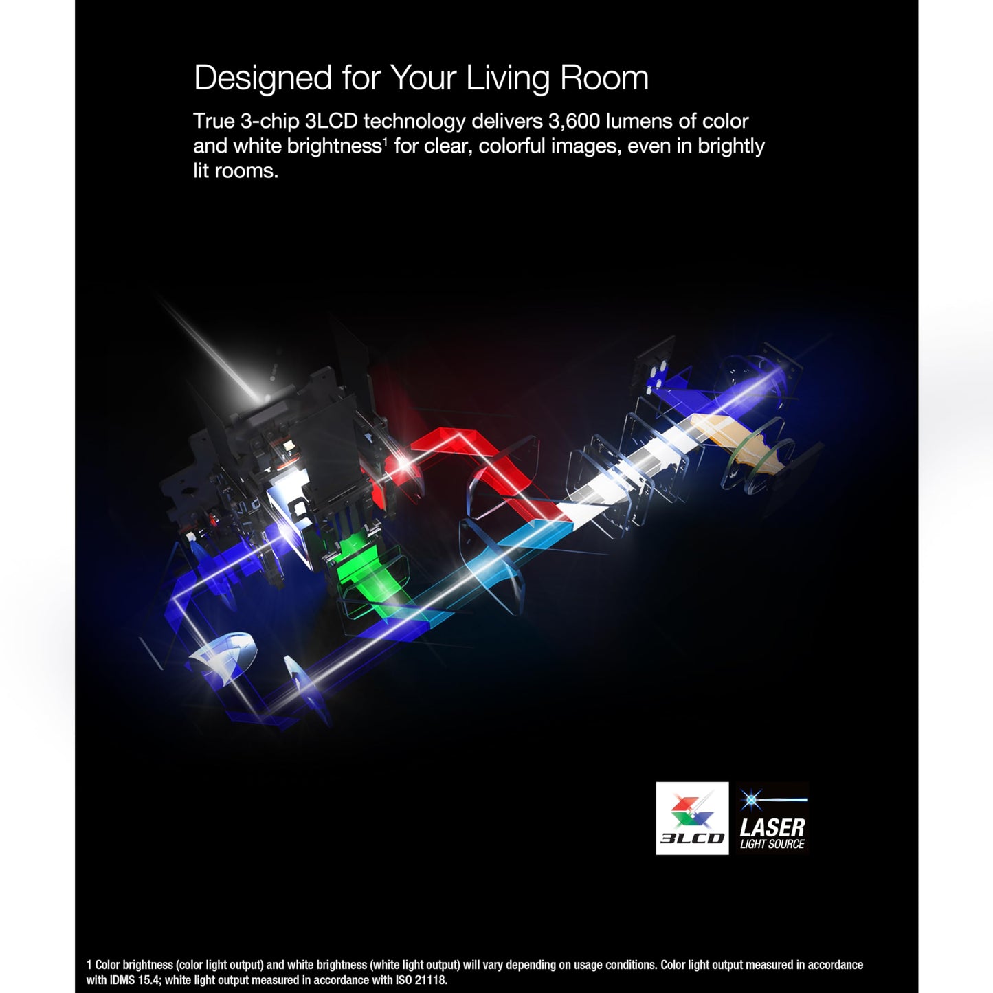 Proyector Láser Epson EpiqVision Ultra LS650 Transmisión Inteligente HDR Negro Alcance Ultracorto 4K Pro-UHD 3.600 Lúmenes de 3 Chips 3LCD Android Hasta 120 Pulgadas