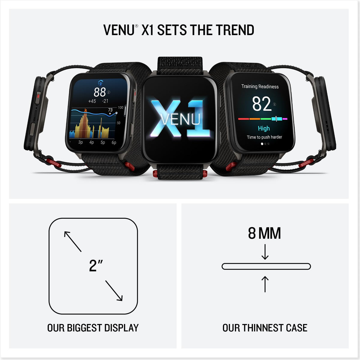 Reloj Inteligente GPS Garmin Venu Negro Fondo Titanio Banda Nailon Delgado y Ligero con AMOLED y Salud Avanzada