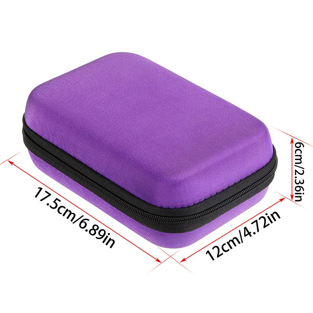 Hipiwe Hard Shell Essential Oil Carrying Case Holds 12 Bottles (Can hold 5ml, 10ml, &10ml Rollers) Travel Size Essential Oils Bag Organizer Perfect for Young Living, doTERRA, and more (Purple)