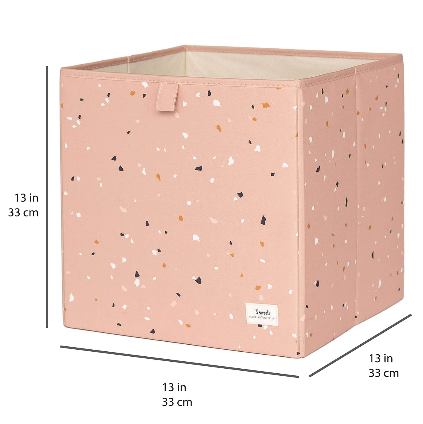 cubeta de almacenamiento de tela reciclada de 3 brotes – Organizador plegable de 13 pulgadas para sistemas de estanterías de cubos, cubos para niños, arcilla de terrazo
