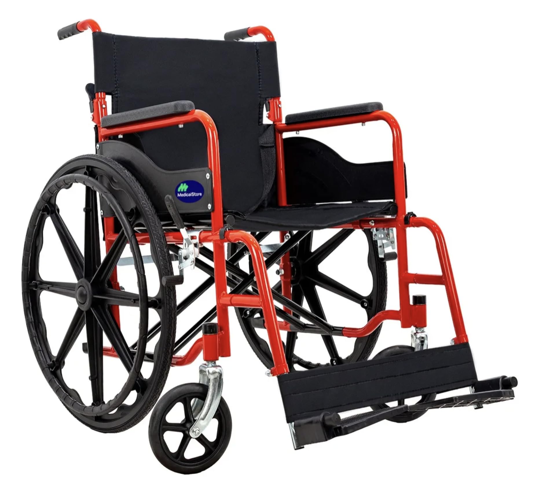 Silla De Ruedas MEDICAL STORE Rojo Todo Terreno Plegable para Adulto Mayor