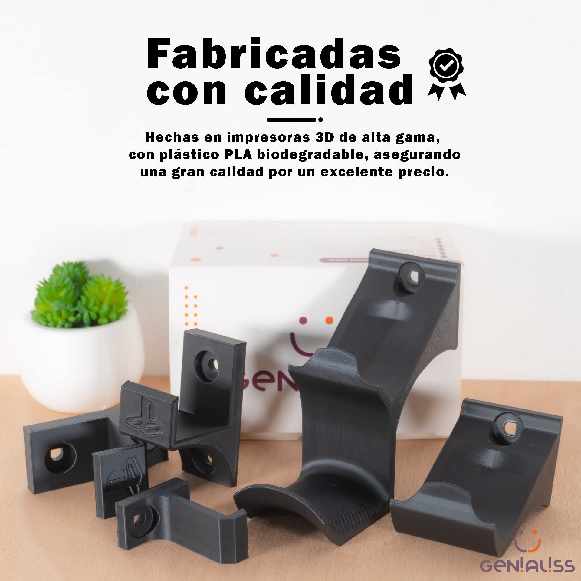 GENIALISS - Base Soporte para Consola PS4 Slim de Pared/Playstation 4 Slim/Play 4 Slim + Base Soporte para Control dualshock 4 y Soporte para audifono