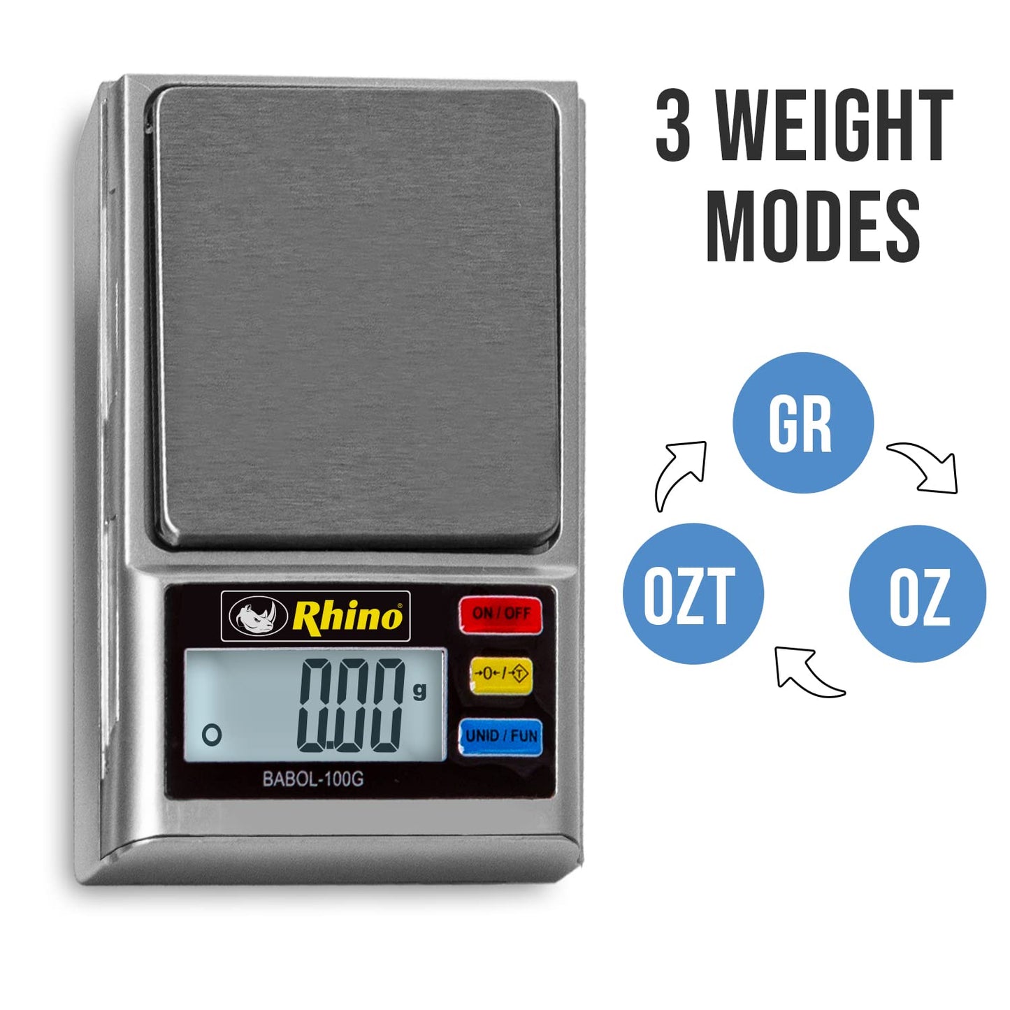 Báscula de Precisión RHINO Acero Inoxidable con Función de Conteo de Piezas y Diseño Compacto