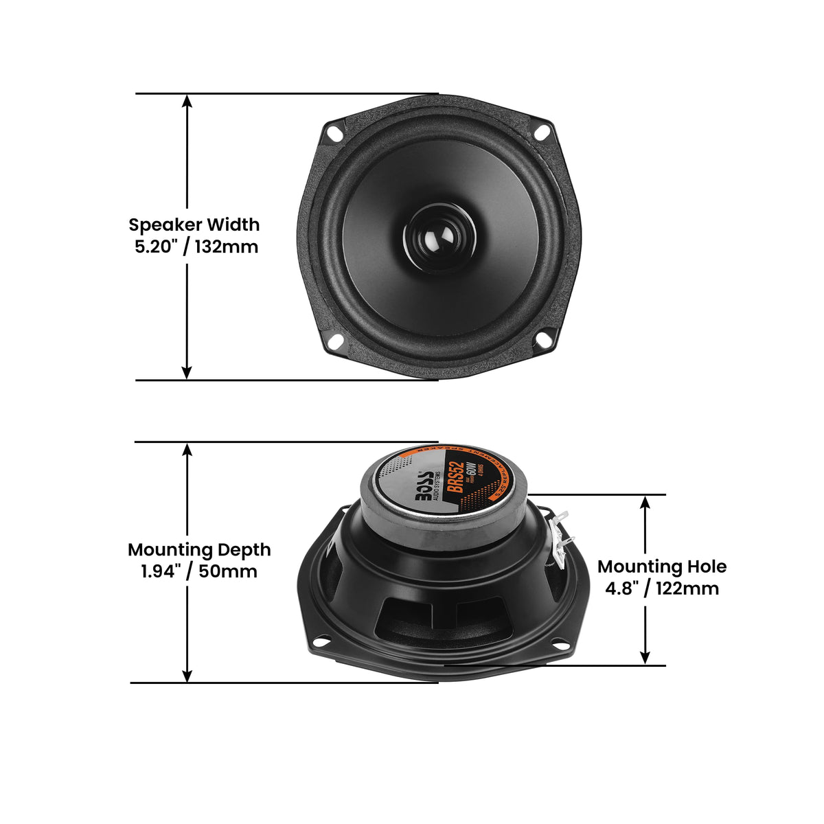 Parlantes Coaxiales Boss Audio BRS52 60-Watt Auto 5.25" Reemplazo