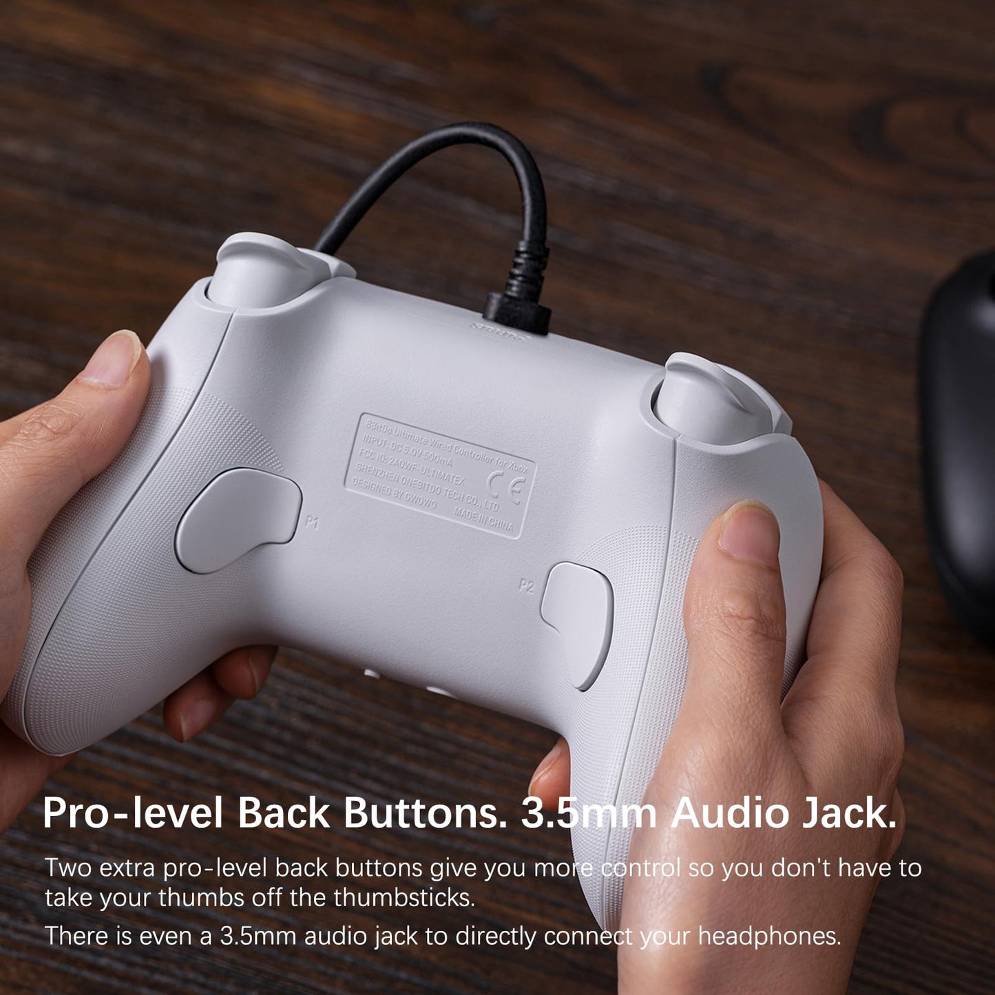 Control Alambrico 8Bitdo Ultimate para Xbox Series X|S, Xbox One, Windows 10/11, Mando con Joysticks de Efecto Hall, Conector de Audio de 3.5 mm, con Licencia Oficial - Blanco