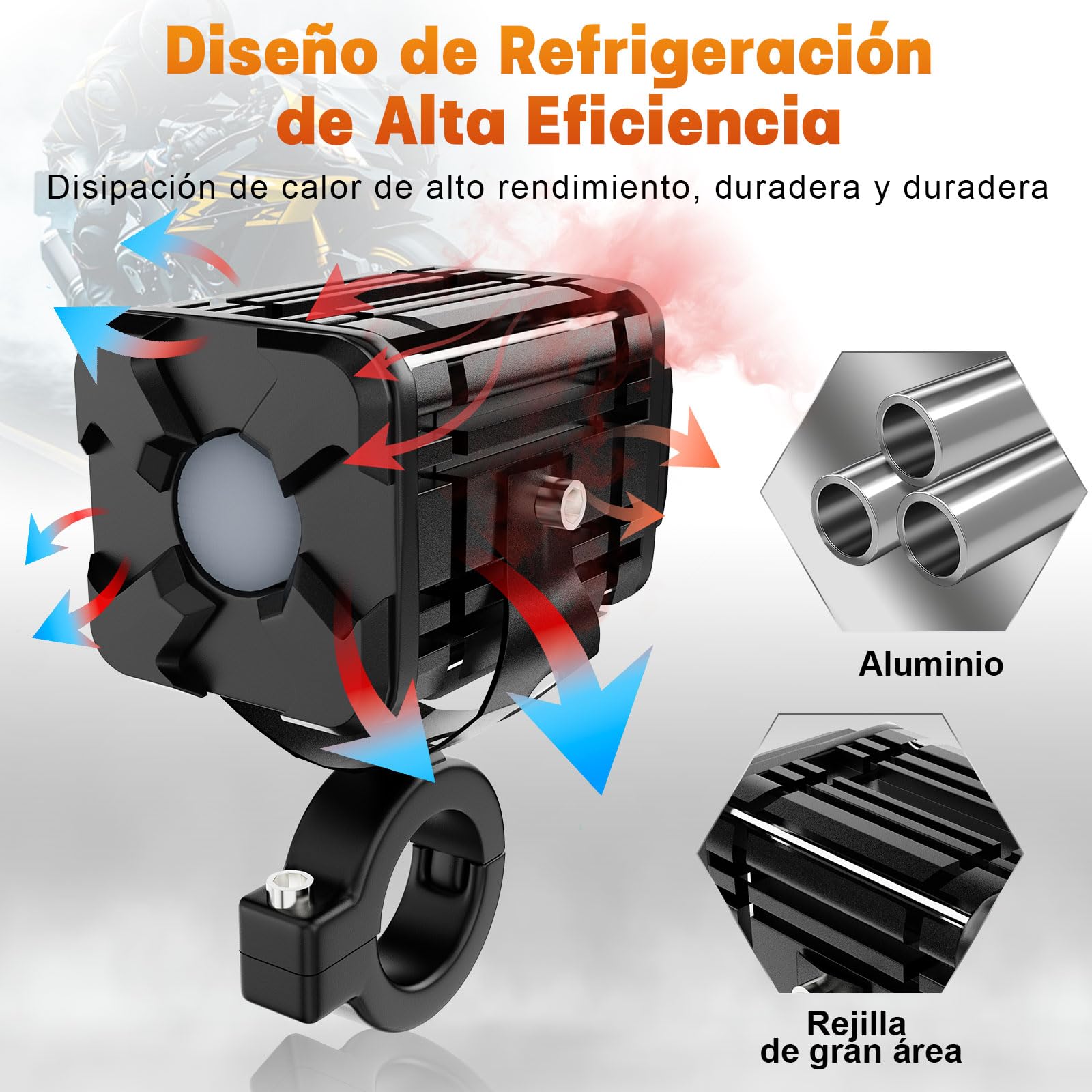 AUTOFAST 80w 6500k Faros Led Para Moto Con Lente,Luz Antiniebla Auxiliares Para Moto,Súper Brillante Luces Exploradoras Para Moto,Faros De Niebla Para Motocicleta,Focos Para Moto,2pcs