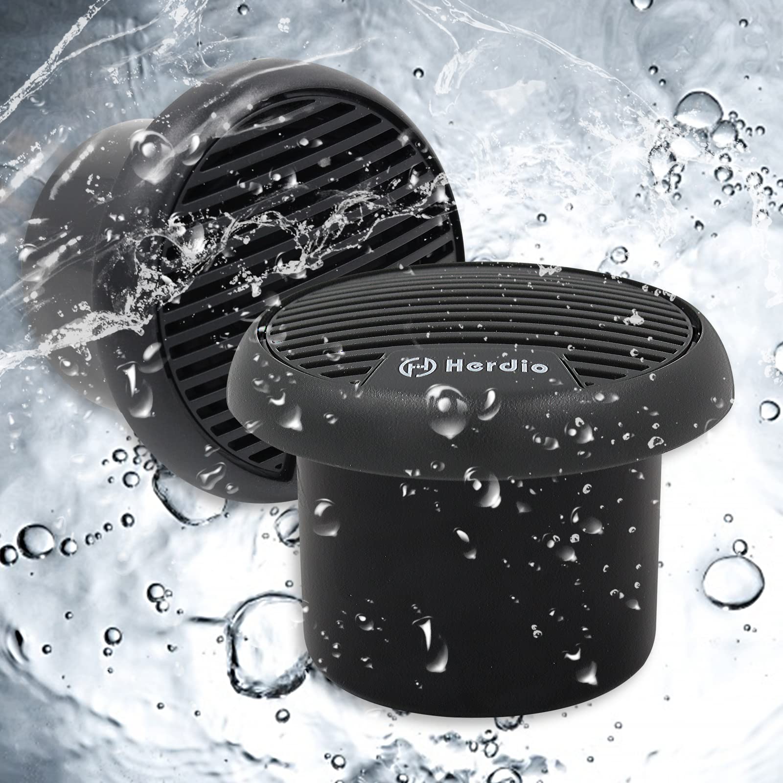Herdio - Altavoces Bluetooth para Motocicleta con bañera de hidromasaje estéreo con Potencia máxima de 140 W (Negro)