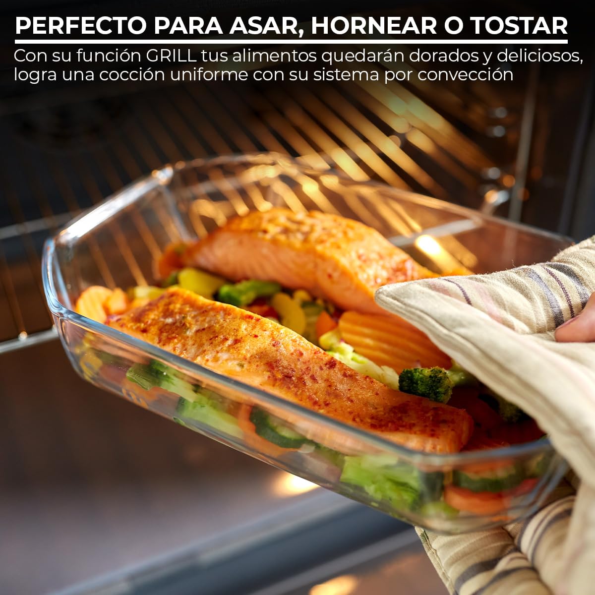 Horno Eléctrico de Convección Tostador De 25L Hornito Te Permiten Asar, Gratinar, Dorar y Tostar; 1034 W Incluye Parrilla Y Bandeja Convección Envolvente Temporizador Con Sistema De Apagado Automático