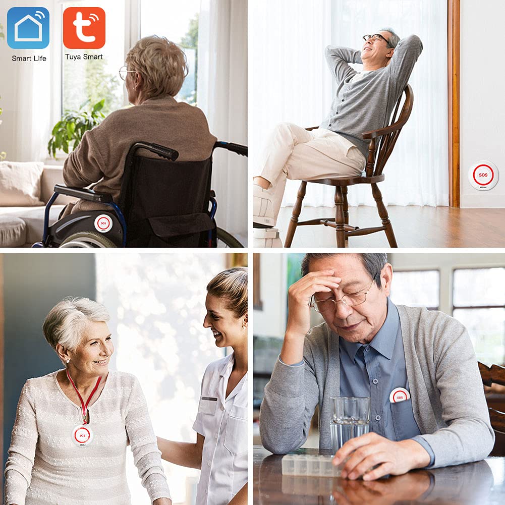 Botón de Emergencia SOS Inteligente WiFi SINGCALL Blanca para Cuidador y Pacientes de Edad Avanzada