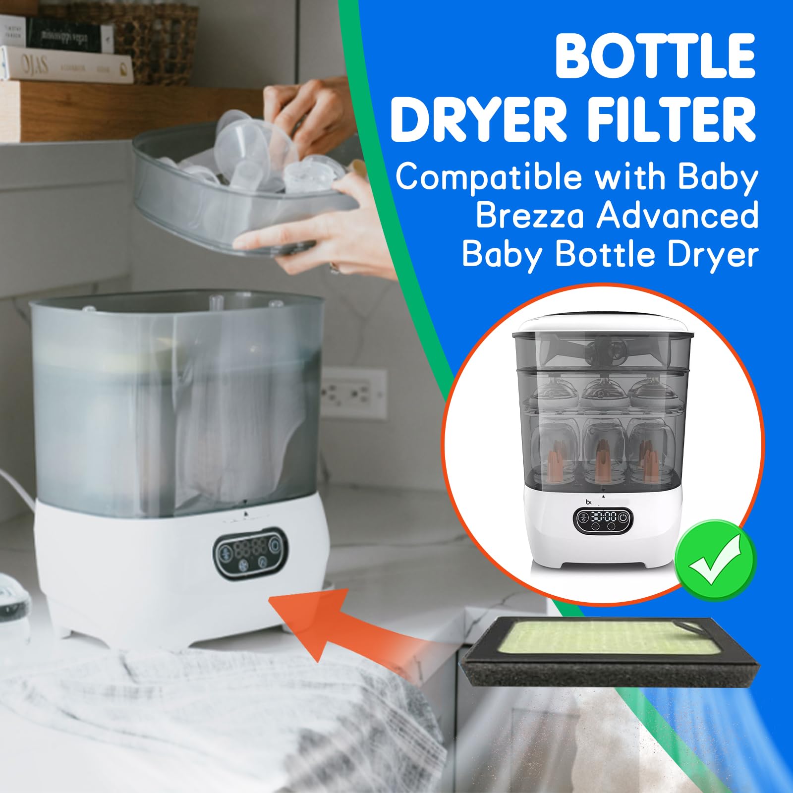 Filtros HEPA de Repuesto Brezza Avanzado para Secador de Biberones de Bebé, Paquete de 4