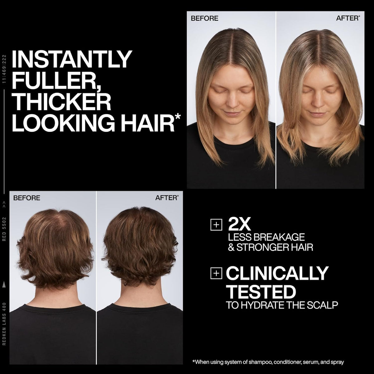 REDKEN Shampoo Acidic Grow Full System | Para volumen y fuerza | Limpieza densificante, reduce el quiebre | Más volumen, hidratación y revitalización | Respeta el pH | 300 ml