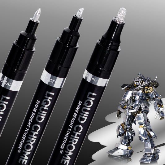 COORIART - Juego de 3 rotuladores cromados para cualquier superficie | Rotulador de pintura cromado para reparar, retocar, líquido reflectante permanente, pintura modelo, marcado o proyectos de arte