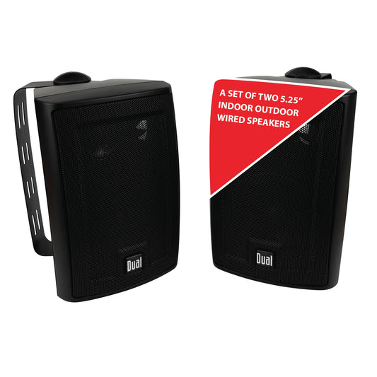 Dual Electronics LU53PB Altavoces con cable de 5.25 pulgadas de 3 vías de alto rendimiento para interiores y exteriores, instalación sin esfuerzo, uso en el hogar, piscina, patio, cochera, resistente
