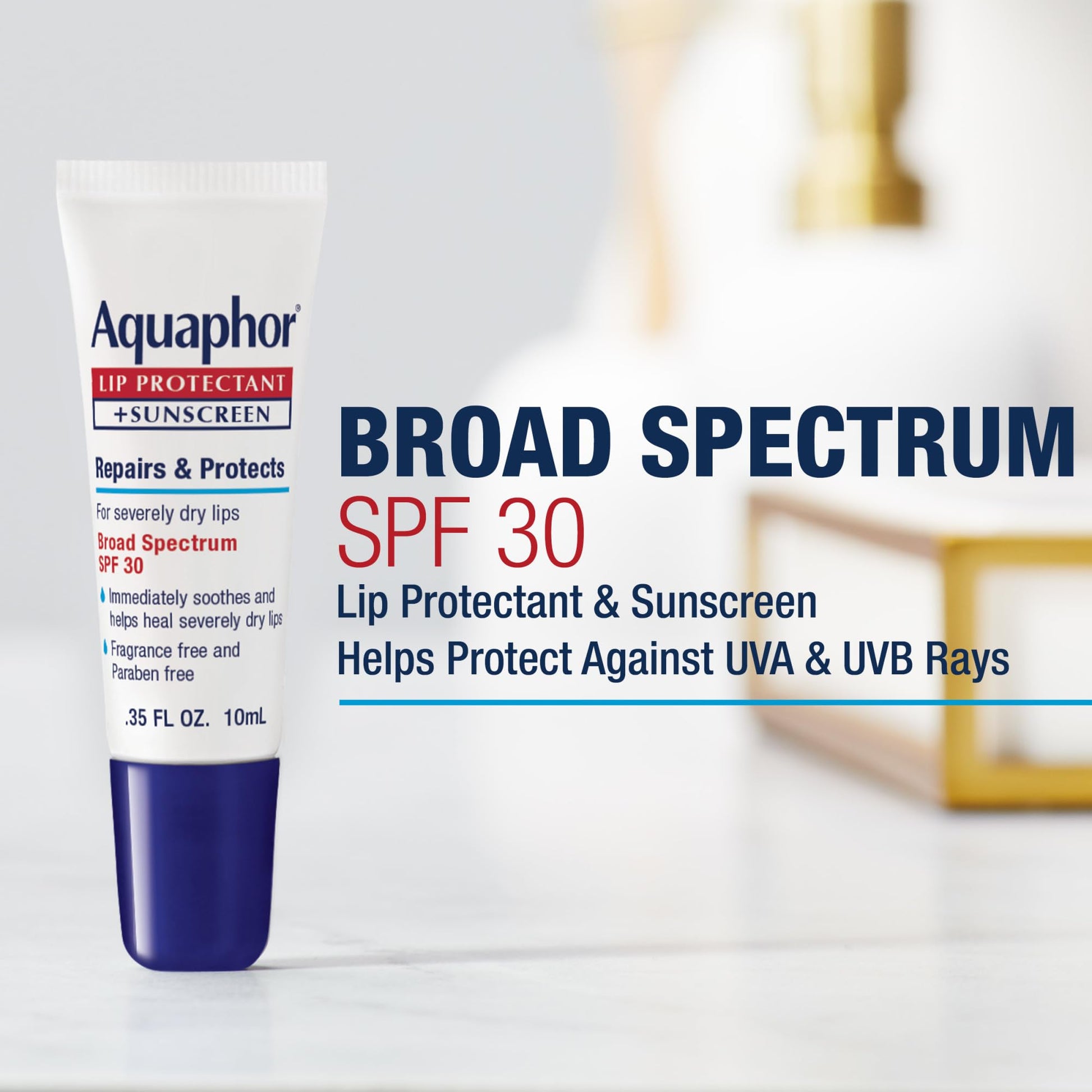 Aquaphor - Lip Repair + Protect UVA/UVB, SPF 30, 0.35 onzas