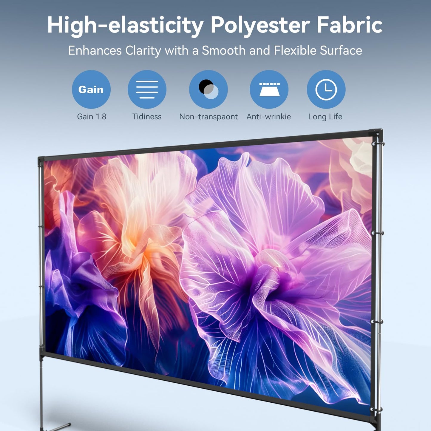 BladeCine- visualización de proyector portátil de 120 pulgadas para interiores y exteriores, visualización de proyector 16:9 4K HD sin arrugas, visualización de película ligera con bolsa de transporte