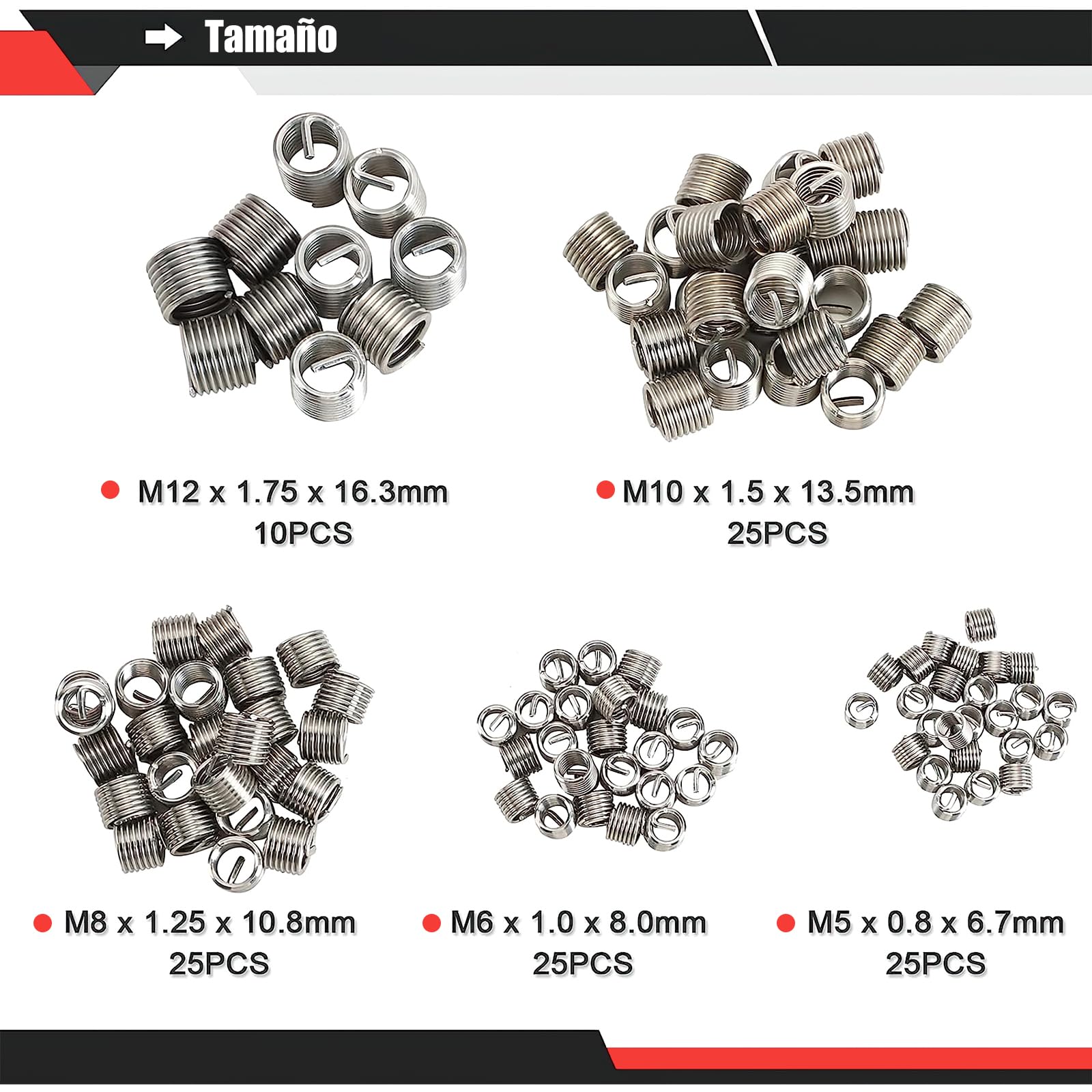 Kit Reparación Roscas SPOWAY Acero Inoxidable 131 Piezas Métrico