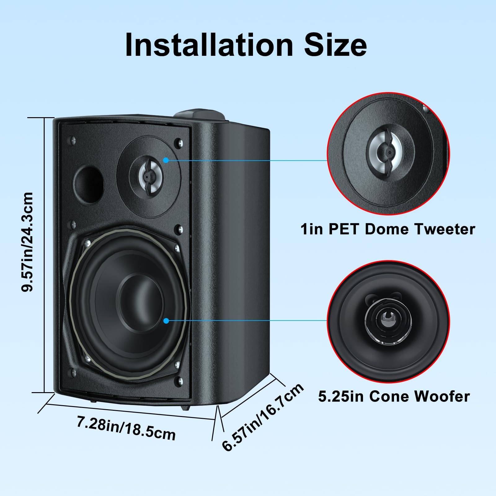 Herdio Bocinas para Exterior,5.25 Pulgadas, 600W Altavoces para Exteriores, Resistente al Agua, Adecuado para el hogar, Patio, Terraza,Patio Trasero (4 Altavoces,Negros)