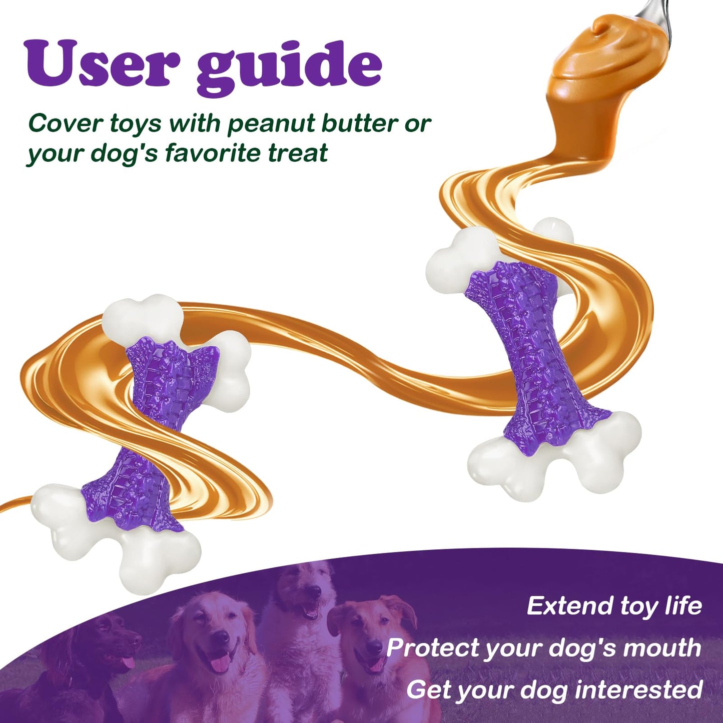 Kseroo - Juguetes masticables resistentes para perros masticadores agresivos de raza grande y media, juguete duradero para perros grandes, nailon natural resistente, juguetes para masticar extremos, juguetes indestructibles de entrenamiento para dentición