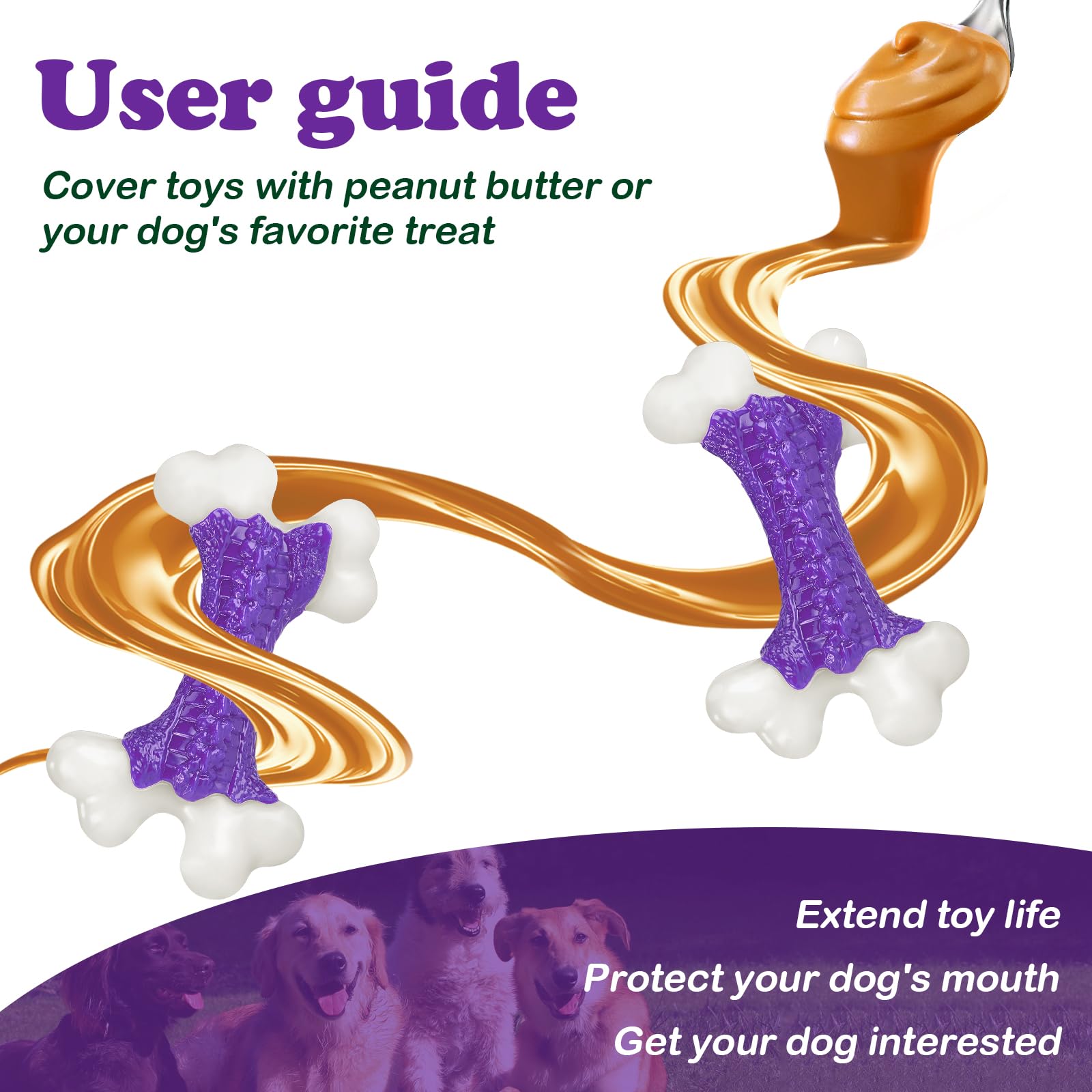 Kseroo - Juguetes masticables resistentes para perros masticadores agresivos de raza grande y media, juguete duradero para perros grandes, nailon natural resistente, juguetes para masticar extremos, juguetes indestructibles de entrenamiento para dentición