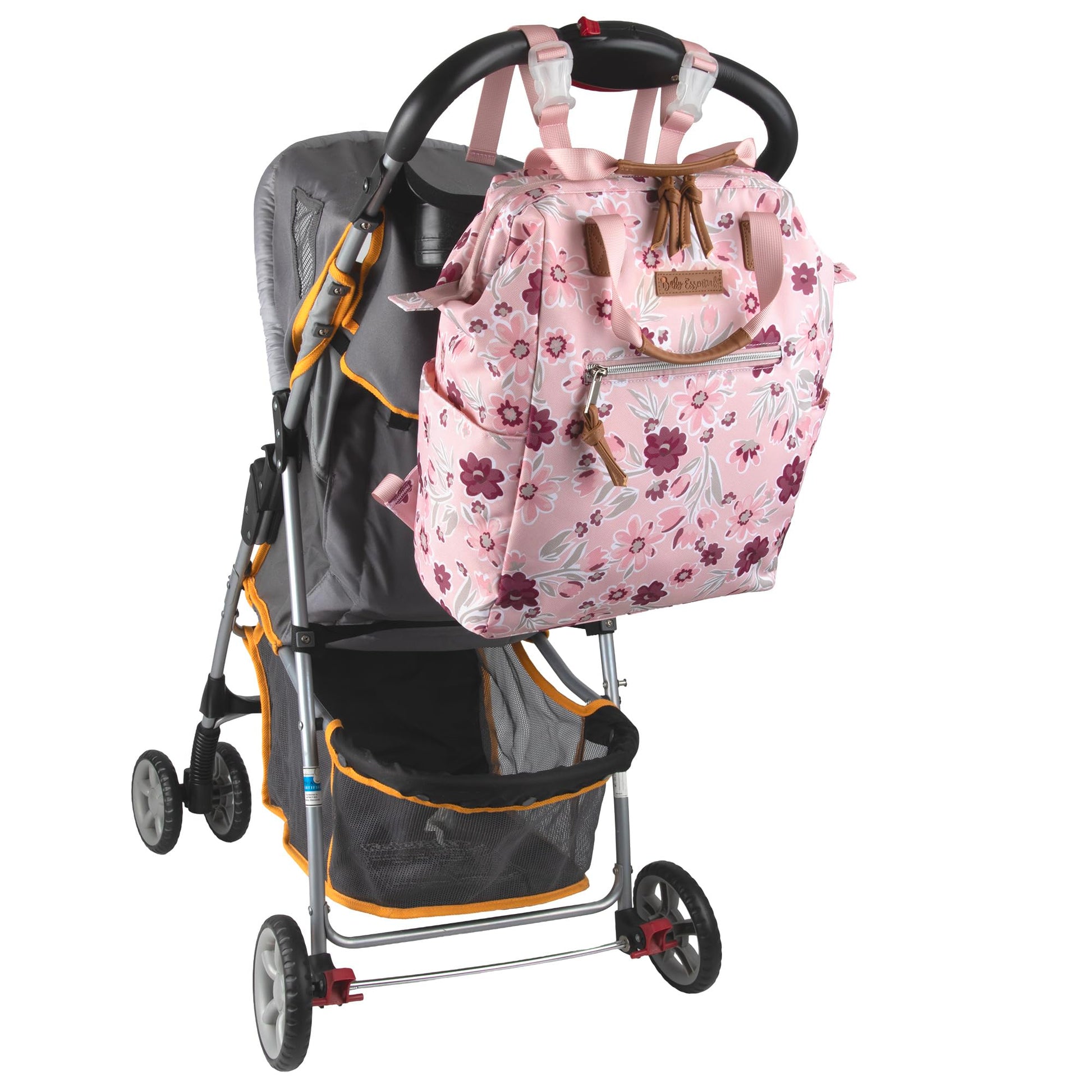 Baby Essentials - Mochila de pañales con marco principal súper enfriadora con cambiador, correas para carriola, compartimento aislado para botellas