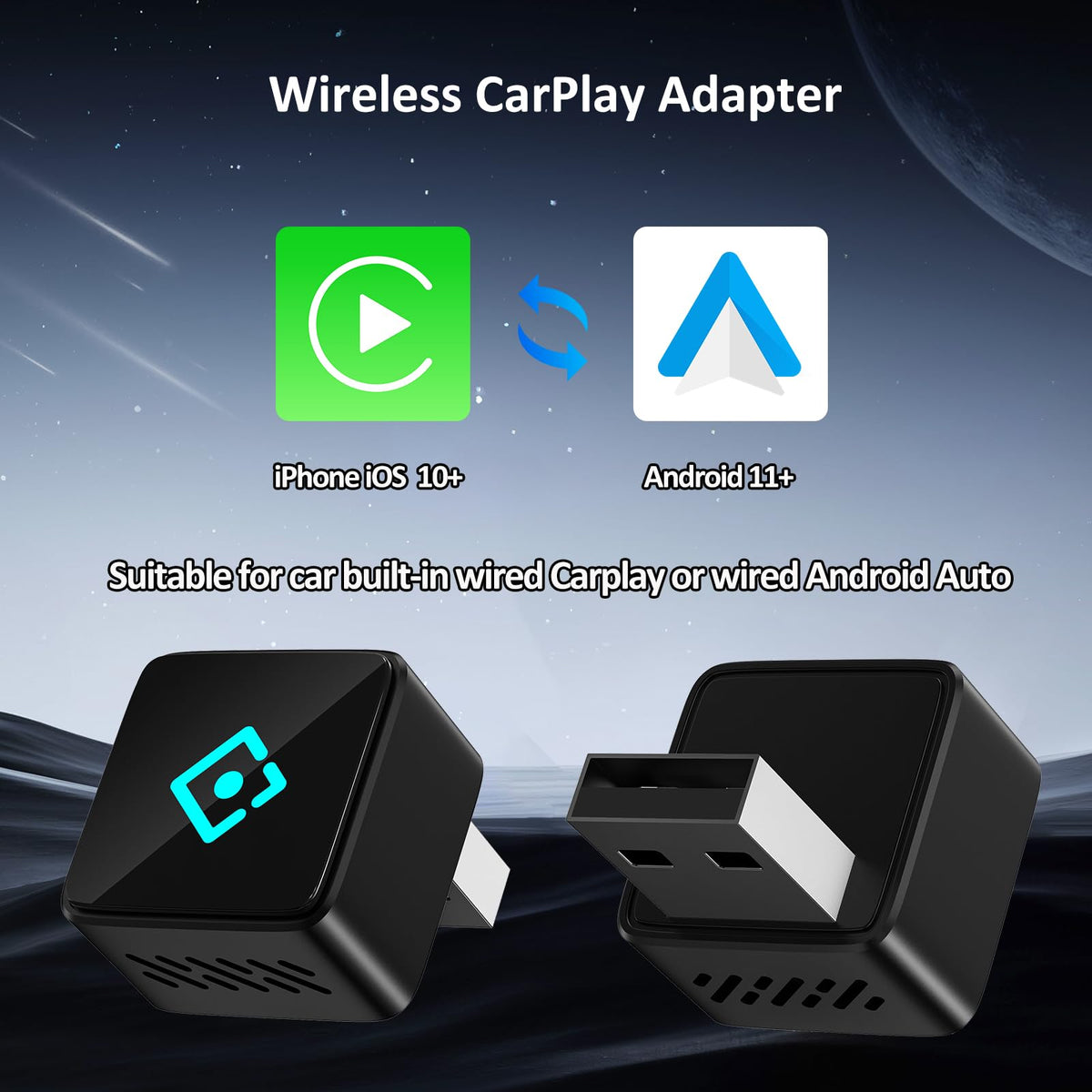 Adaptador Inalámbrico CarPlay Apple y Android USB Plug and Play