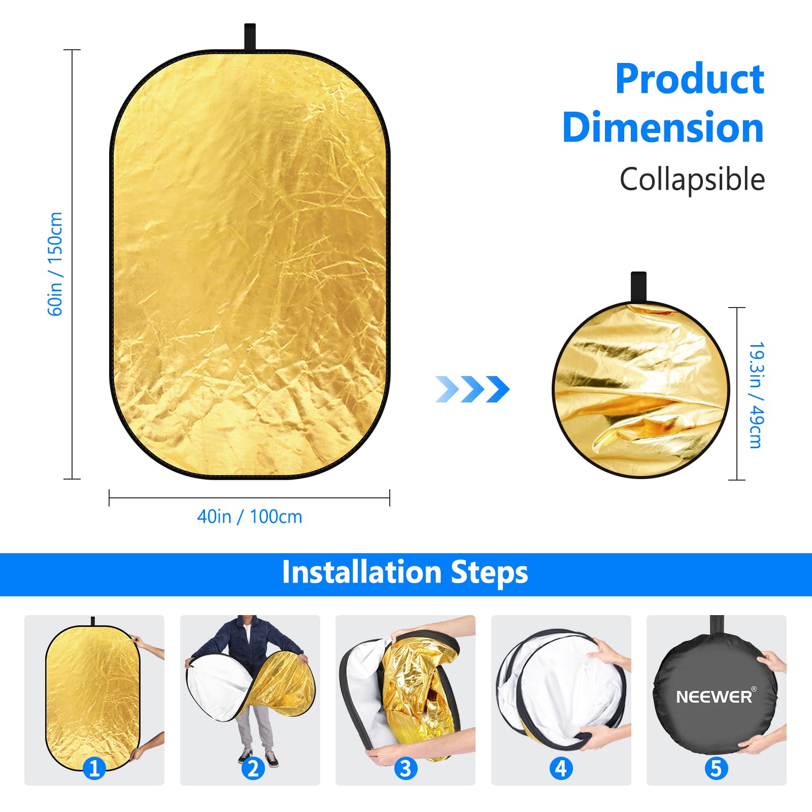 NEEWER 40"x60"/100x150cm Light Reflectors para Fotografía