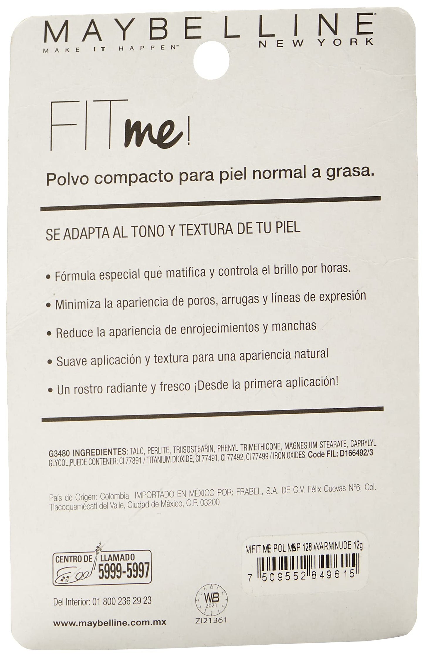 MAYBELLINE Maquillaje en polvo fit me matte & poreless powder 128 nude, new york + Base de Maquillaje Fit Me Matte, 128 Warm Nude