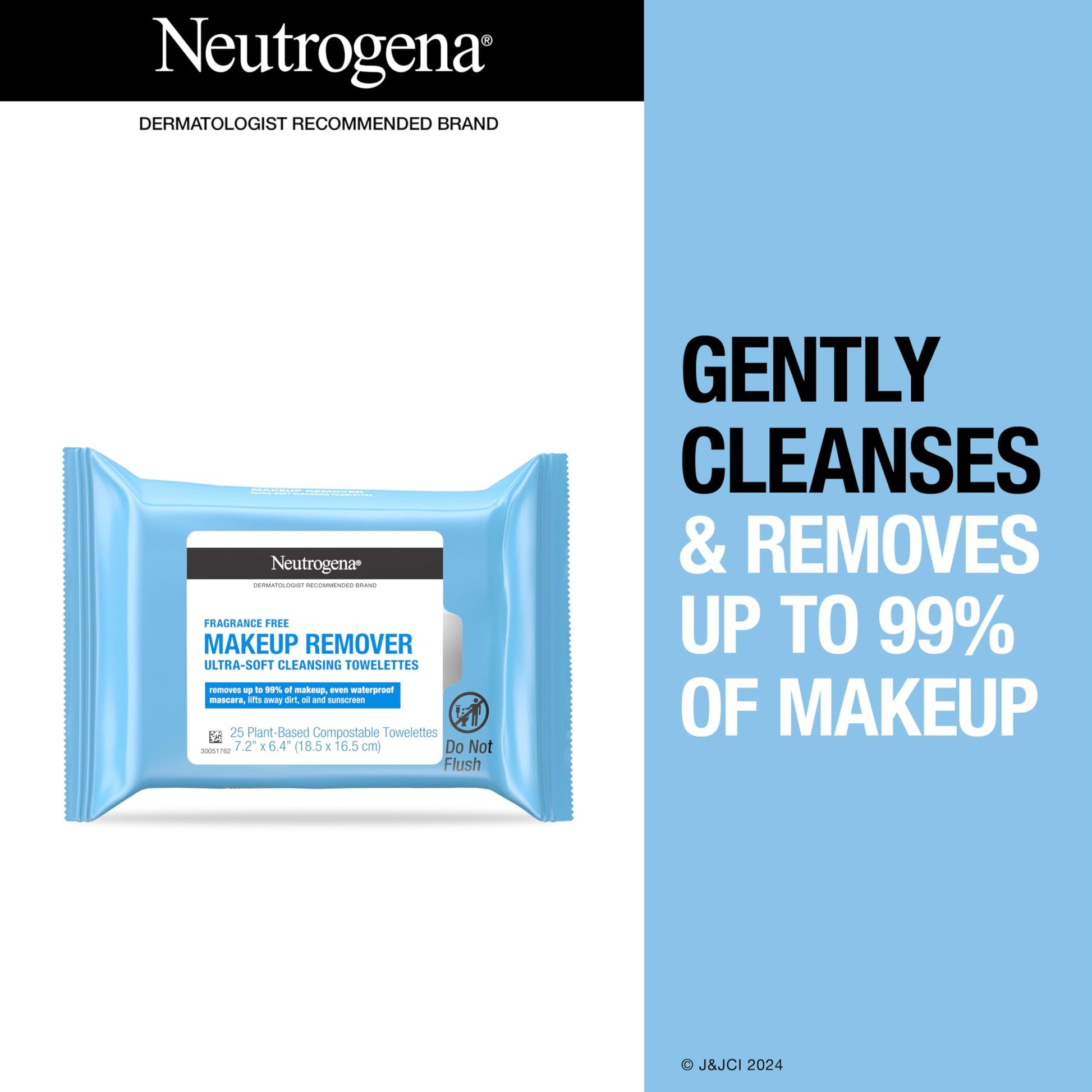 Neutrogena Fragrance-Free Makeup Remover Cleansing Towelette Singles, 20 count (Pack of 6)
