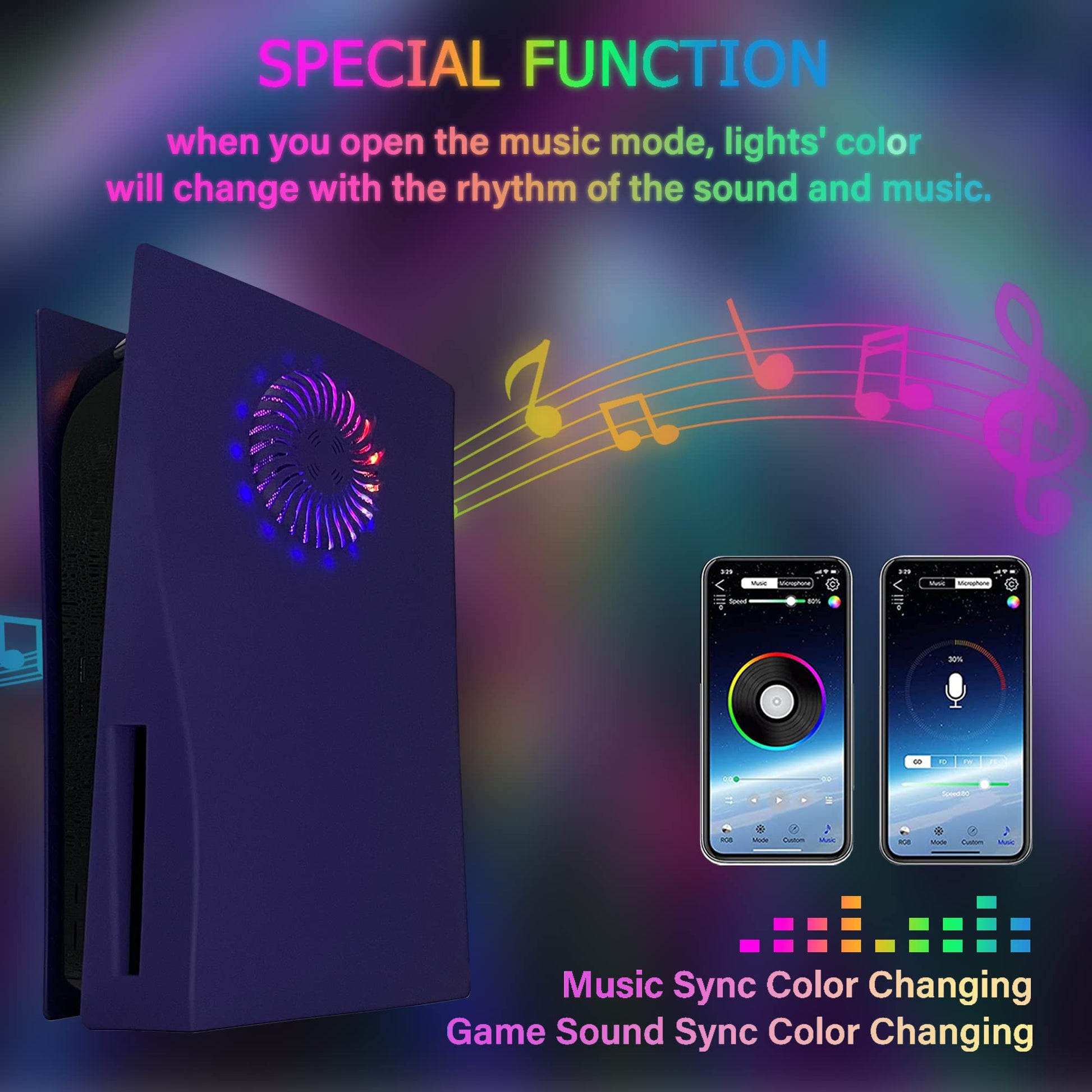 Cobertor de Consola DOBEWINGDELOU Blanco con Luz RGB y Filtro de Polvo para PS5 Disc Edition