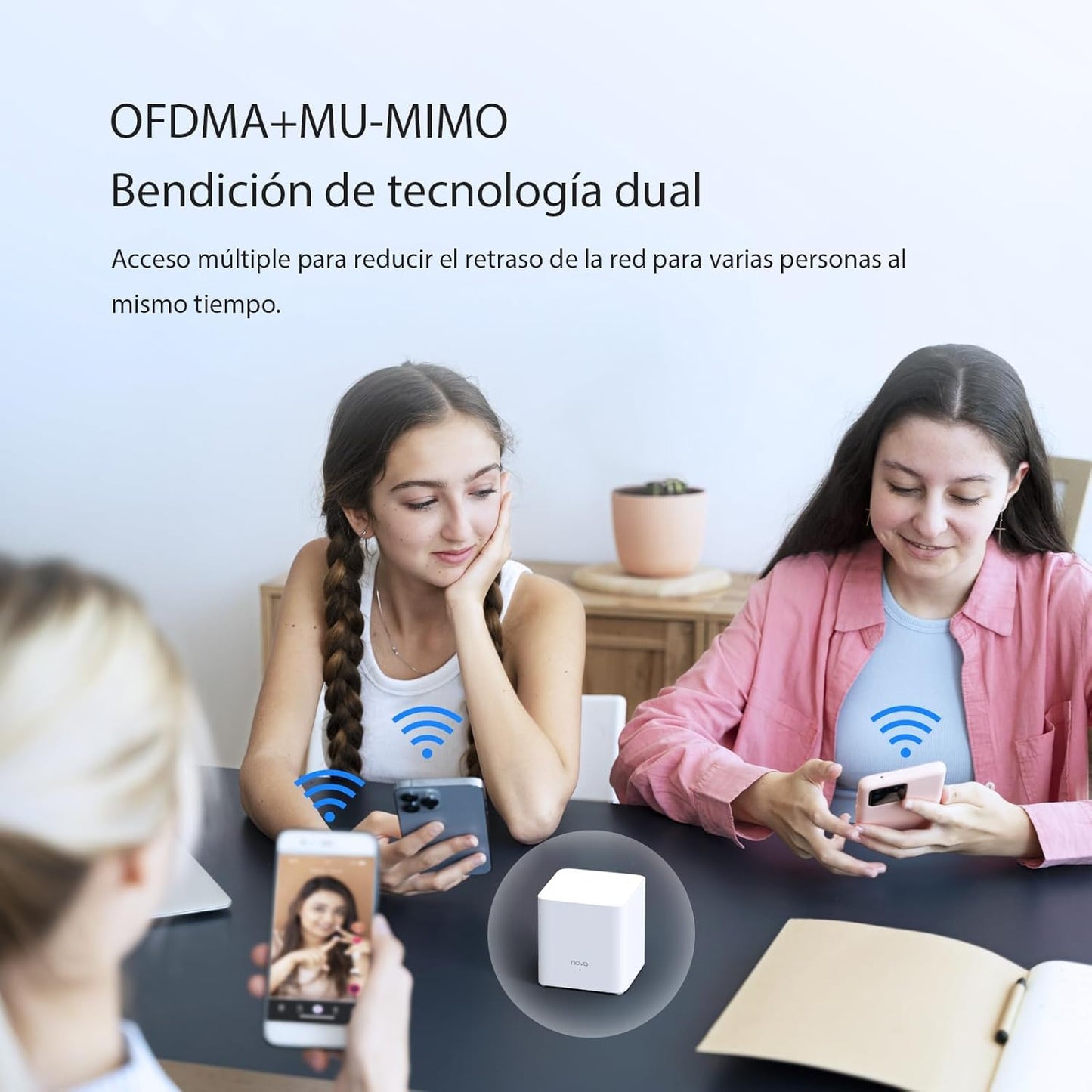 Tenda AX1500 Mesh WiFi 6 System Nova EX3 - hasta 1201 Mbps en 5 GHz, Cubre hasta 200 Metros Cuadrados, Red de Malla de Doble Banda Gigabit para 80 Dispositivos, Funciona con Alexa, 2-Pack
