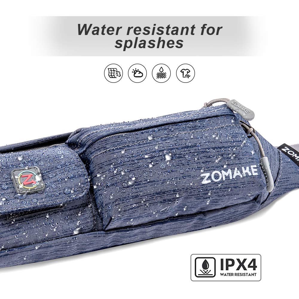 Riñonera ZOMAKE Gris Azulado Resistente al Agua con Correa Ajustable para Correr para Mujeres y Hombres