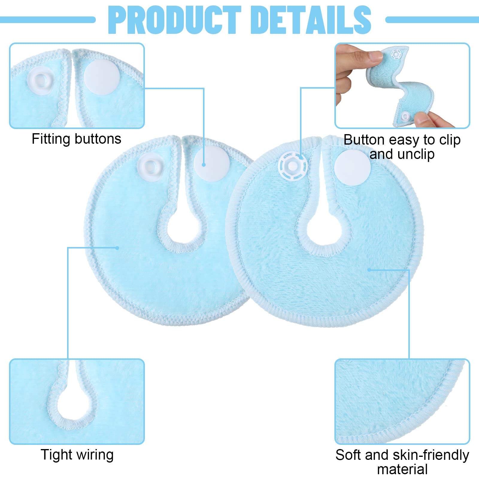 28 paquetes de almohadillas de tubo G, almohadillas de botón de tubo G abdominal, cubiertas de tubo G suaves, almohadillas de tubo G absorbentes, accesorios de tubo de alimentación, almohadillas de algodón para cuidado de enfermería (azul claro)