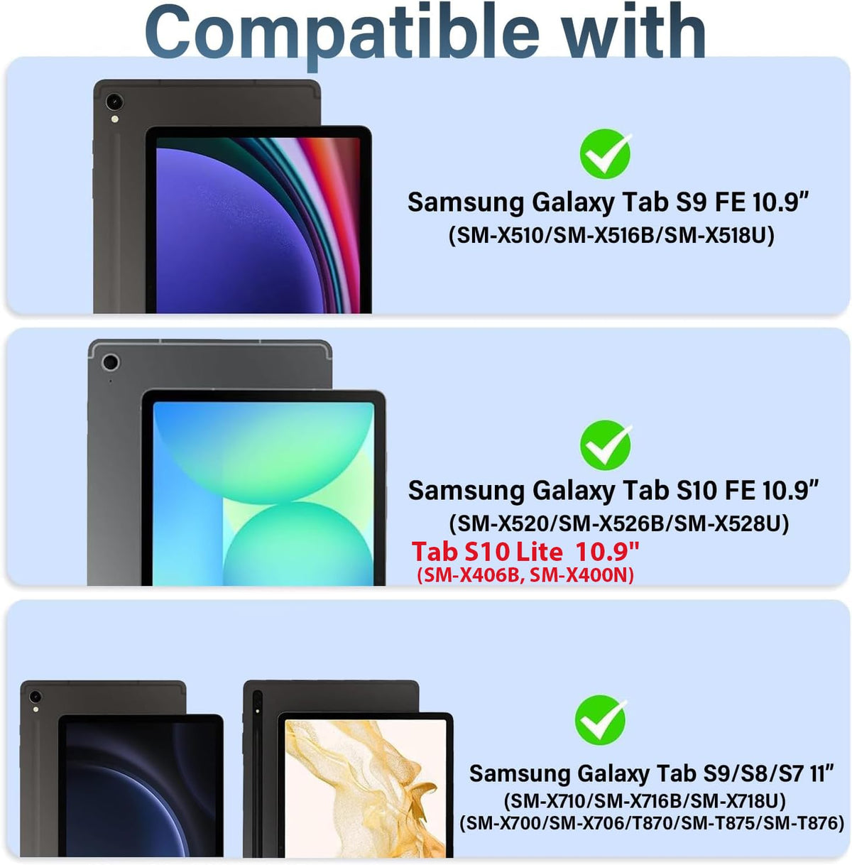 Teclado Retroiluminado zienstar Negro con Trackpad para Samsung Galaxy Tab S10 Lite/FE/S9 FE/S9/S8/S7