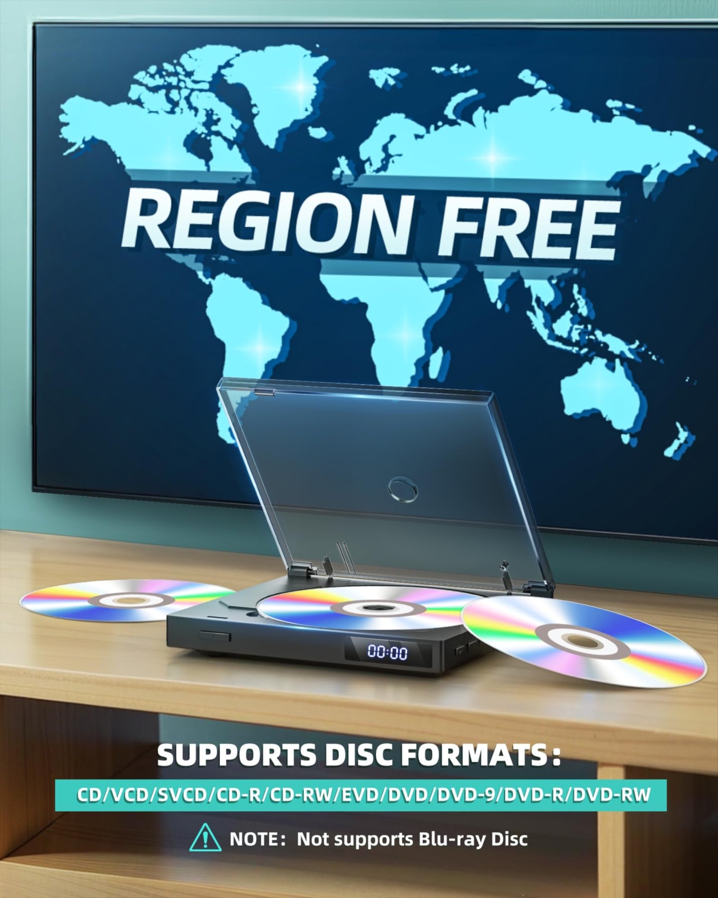 Mini Reproductor de DVD SHIWAKOTO Negro Compacto 1080P HDMI con Soporte USB y AUX para TV