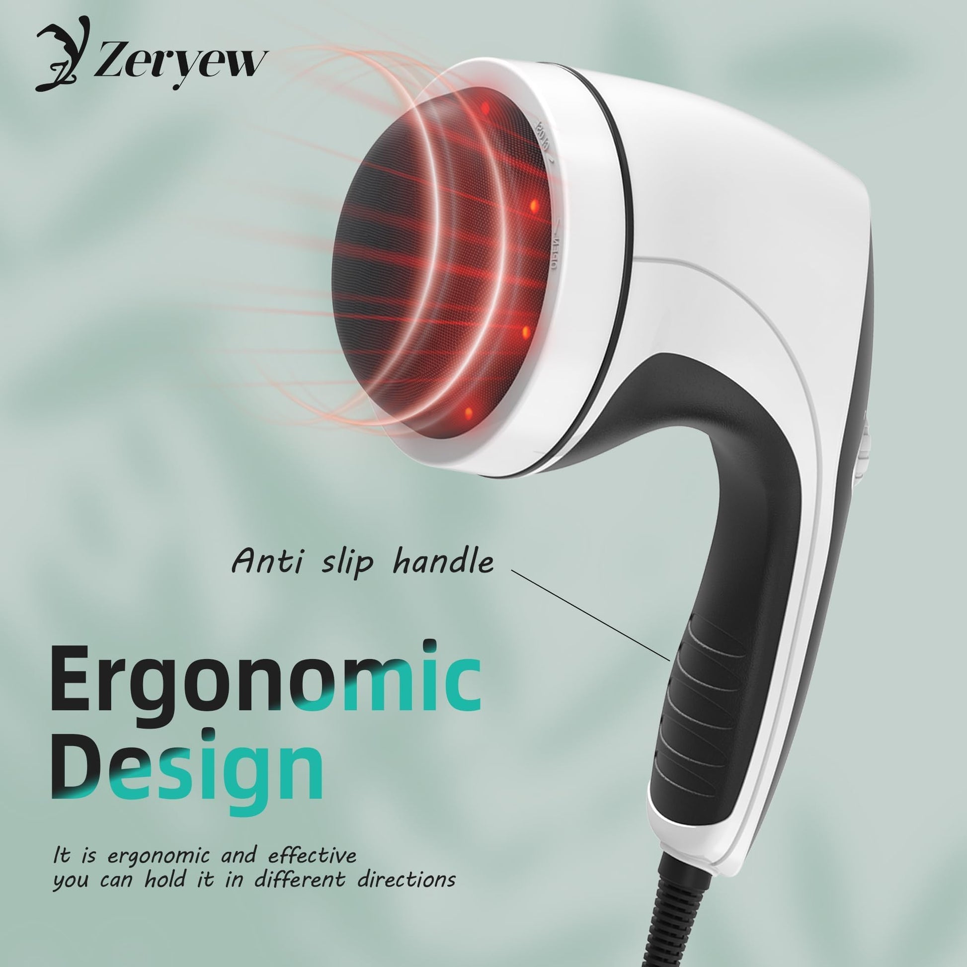 ZY ZERYEW Masajeador De Celulitis Portátil, Máquina De Modelado Corporal, Herramienta Eléctrica Para Masaje De Celulitis, Rodillo De Masaje Linfático Con 8 Cabezales Giratorios Y 2 Tapas De Malla Para