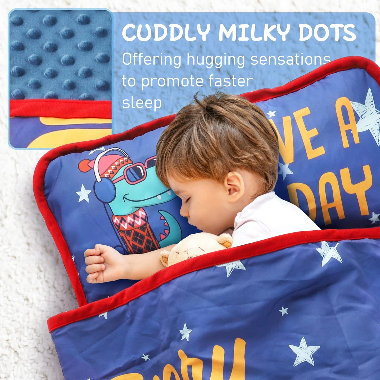 TANOSHII® - Tapete de siesta para niños pequeños con almohada y manta, tapetes portátiles para niños, para guardería, preescolar, 21 x 53 pulgadas, sacos de dormir ligeros y suaves para niños