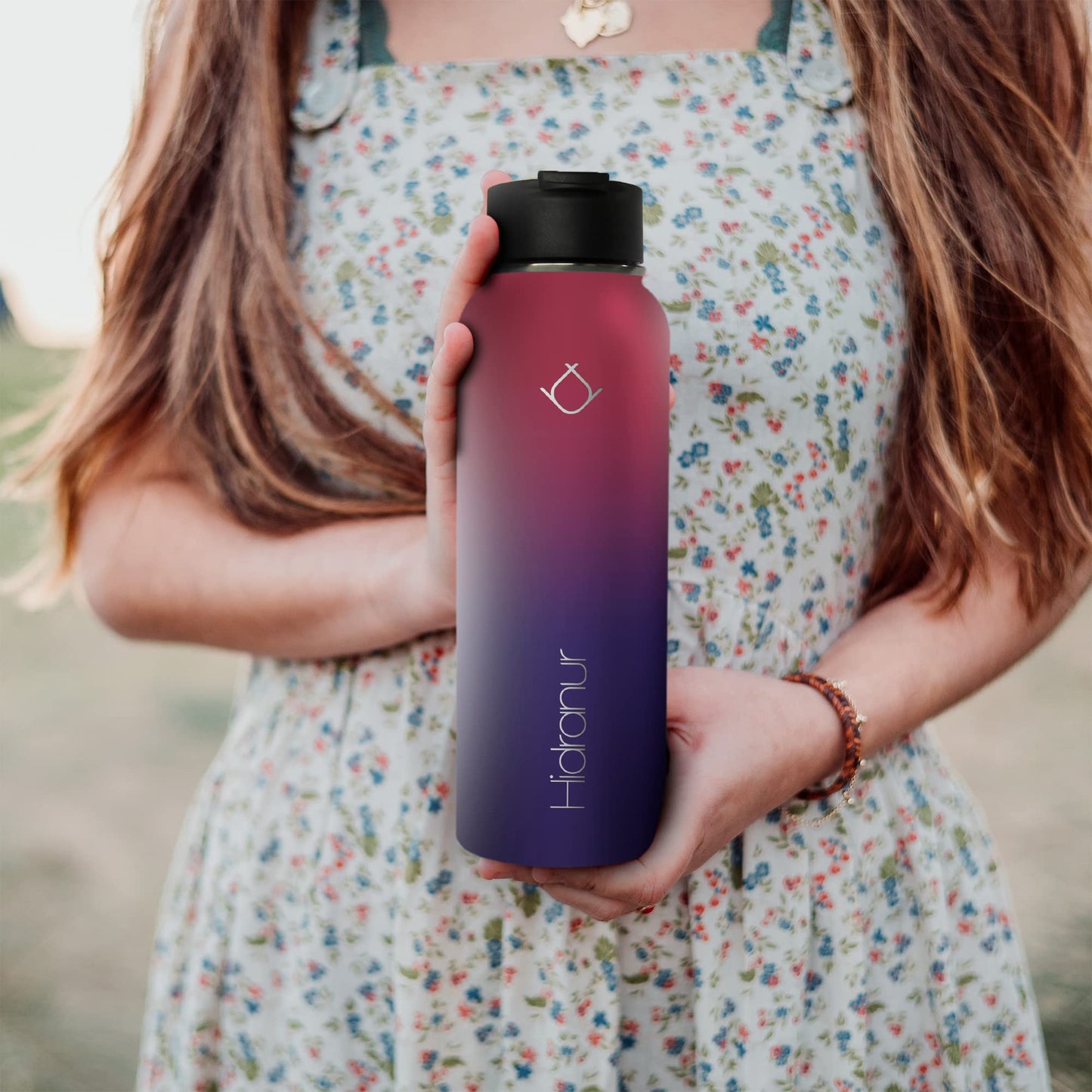Hidranur Termo de Acero Inoxidable Doble Aislamiento Térmico, Termo Para Café 32 oz (946.35 ml), 3 Tapas Herméticas, 2 Popotes, 24 Hrs de Agua Caliente y Fría (Morado, 32 Oz (946.35 ml))