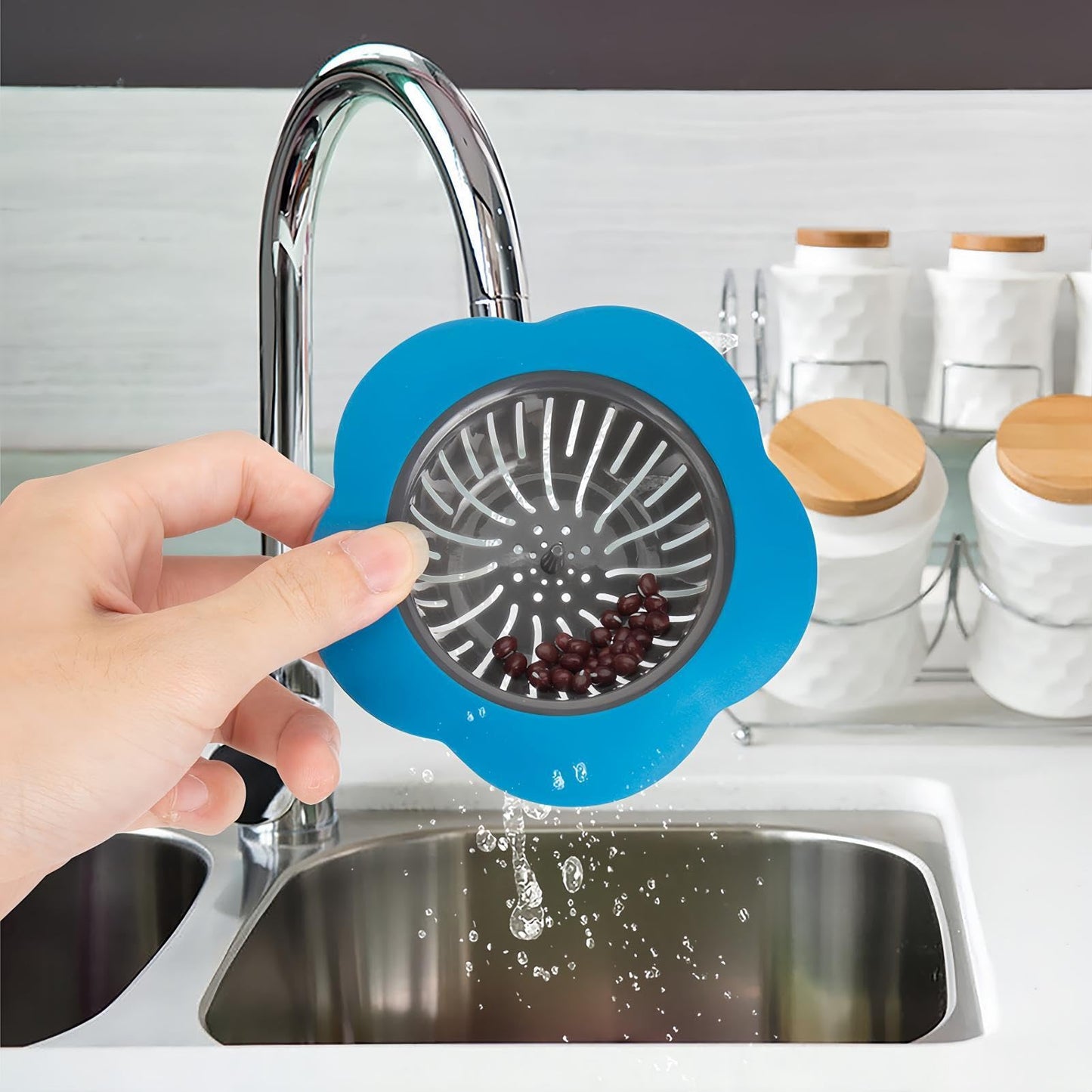 JIANYI - Colador de fregadero de cocina, 4 coladores de fregadero de silicona, borde ancho grande de 4.5 pulgadas de diámetro para fregadero de cocina, multicolor