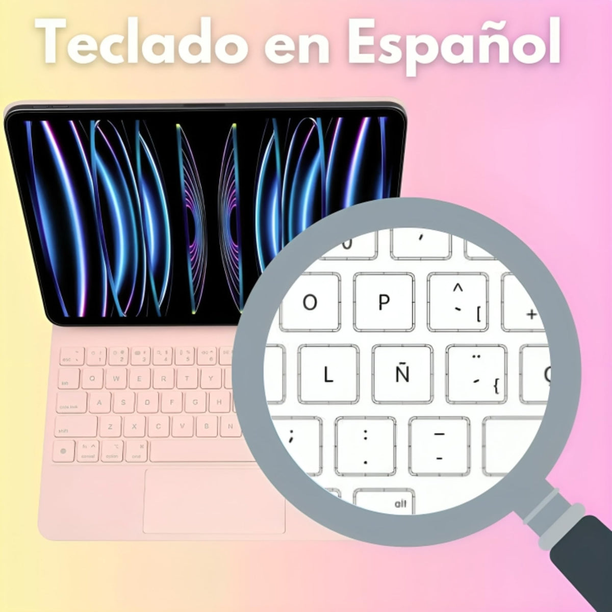Teclado Mágico MR. GADGETS Rosa con Retroiluminación RGB y Trackpad Multitáctil para iPad Pro 11" (2024/2025)