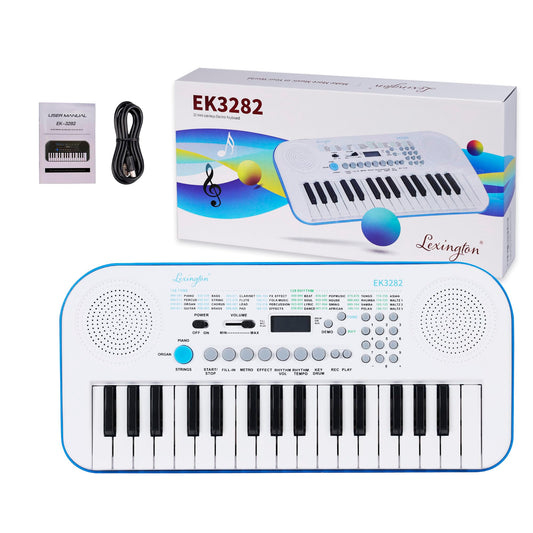 Lexington Teclado eléctrico de 32 teclas, pequeño piano digital para principiantes, mini regalo musical portátil (EK3282, blanco)