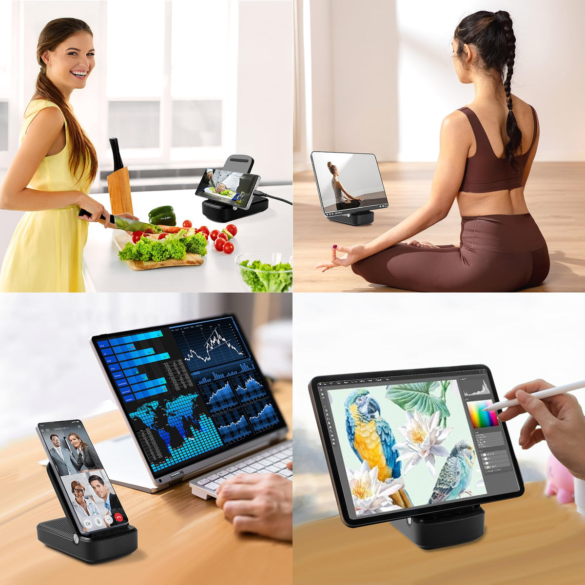 Soporte de Teléfono con Altavoz Bluetooth Inalámbrico HD para el Hogar con Base Antideslizante para Hombre