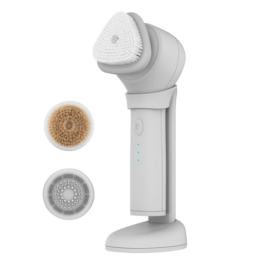 Cepillo de Limpieza Facial Sónico skn by conair Daily Glow Blanco con 3 Accesorios Intercambiables para Exfoliación y Rejuvenecimiento
