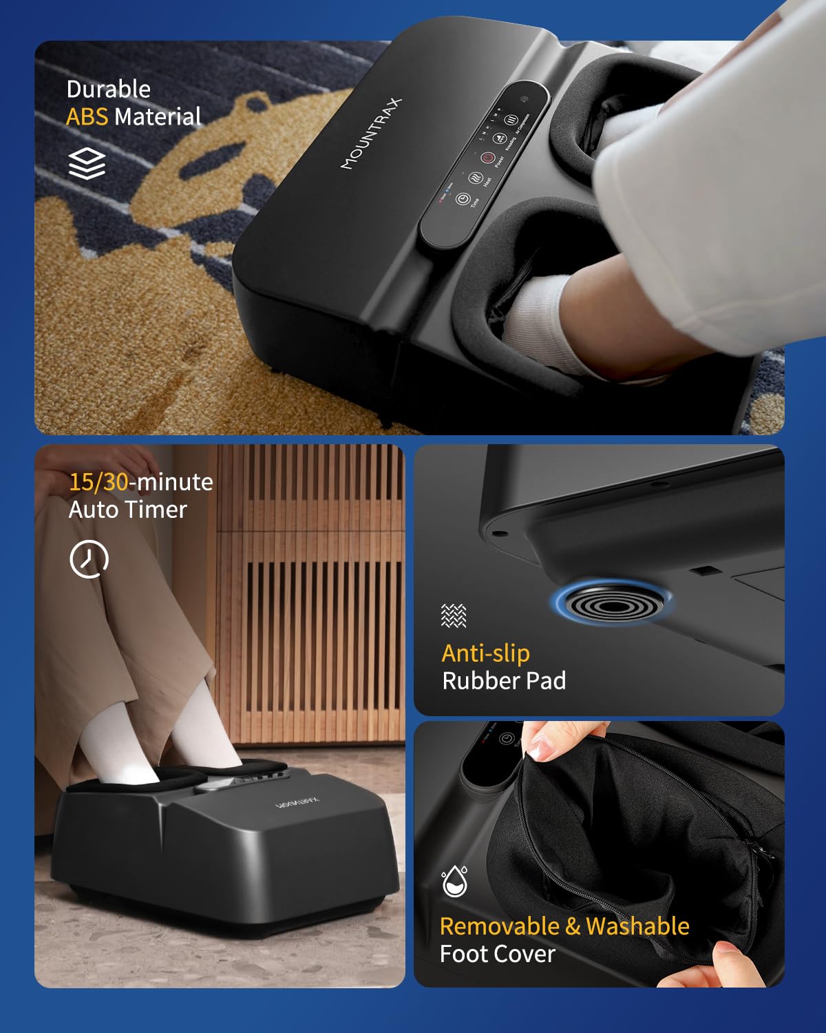Máquina Masajeadora de Pies Mountrax Negra con Calor para Aliviar Dolor y Fascitis Plantar