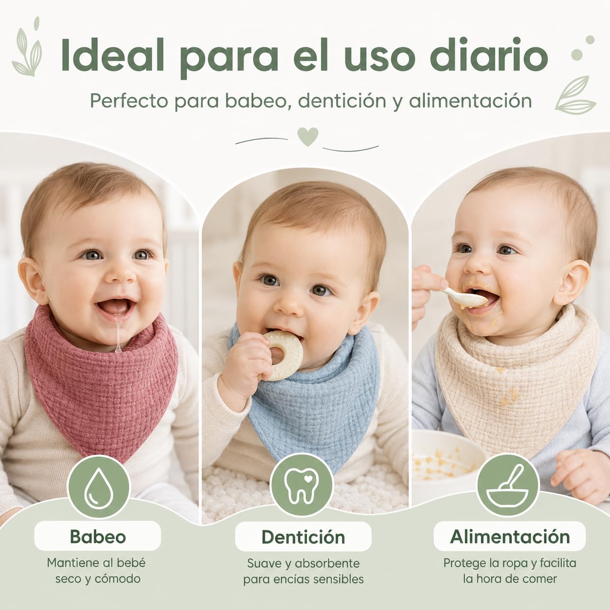 Baberos Bandana 8 Piezas, YDGAKN Baberos para Bebé, Algodón Puro, Altamente Absorbentes, Dentición y Babeo para Recién Nacidos, Niños y Niñas